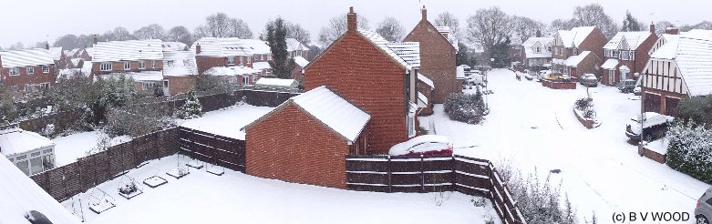 Panaramic view taken from back bedroom of my house in winter.